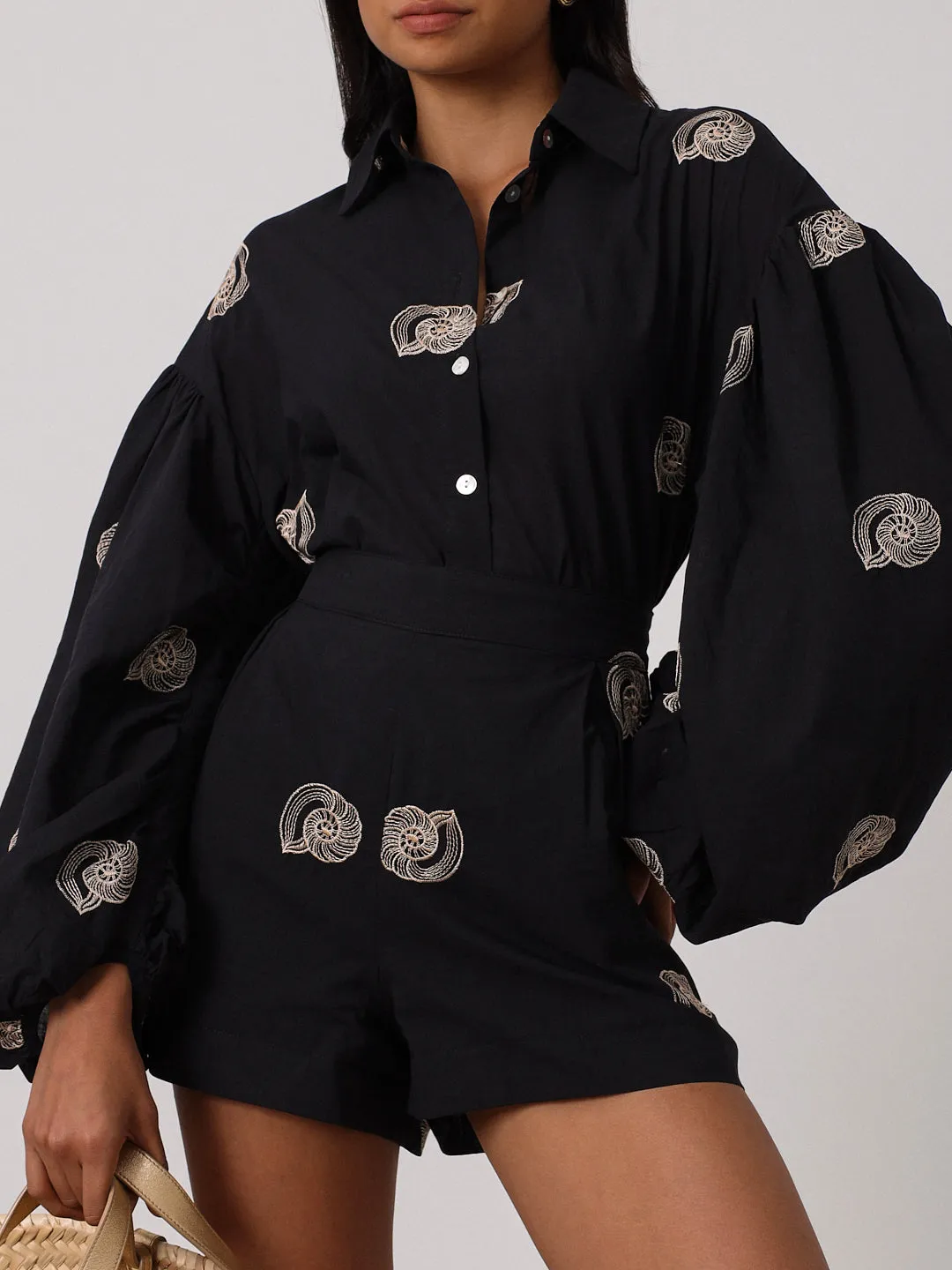 Avia Embroidered Cotton Shorts | Black