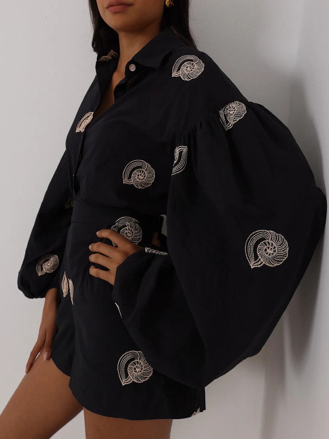 Avia Embroidered Cotton Shorts | Black