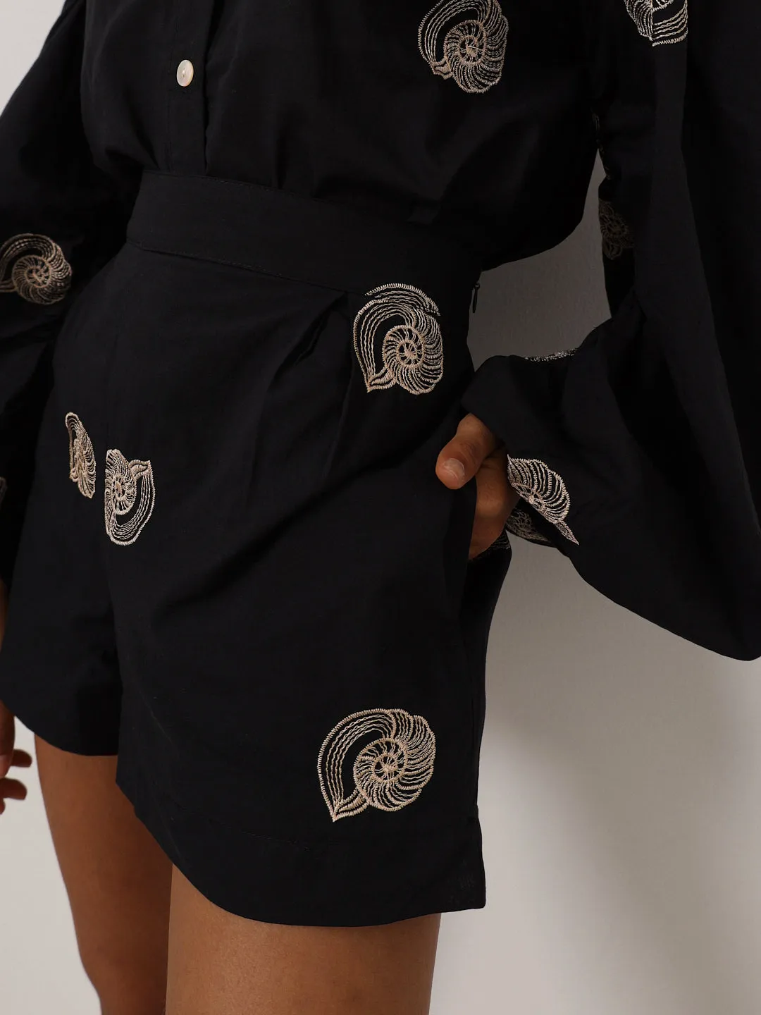 Avia Embroidered Cotton Shorts | Black