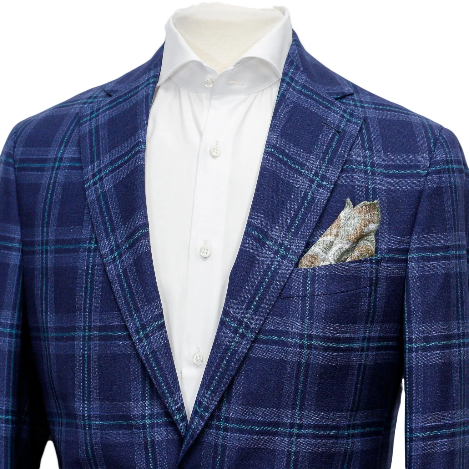 Blue Tonal Check Wynn Slim Fit Wool Sport Coat - Jack Victor