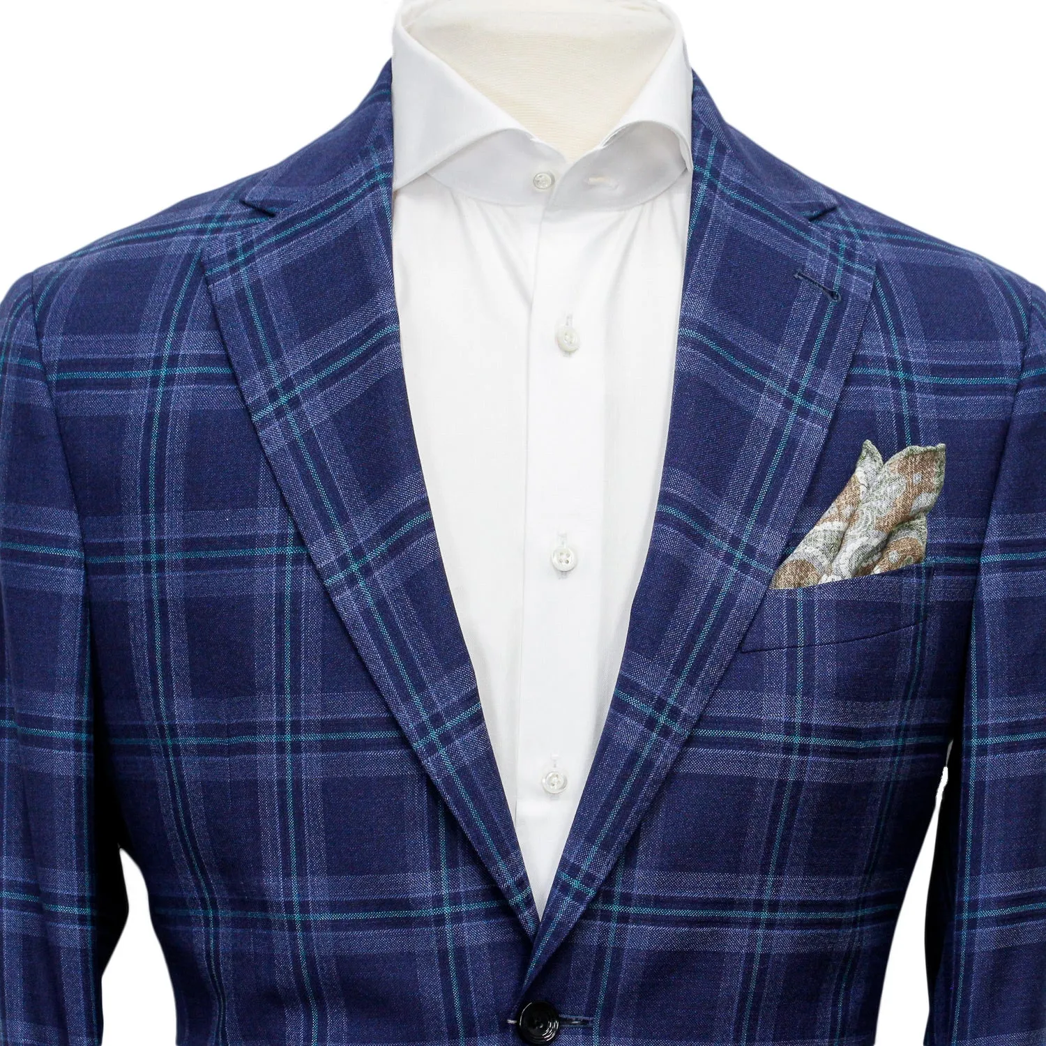 Blue Tonal Check Wynn Slim Fit Wool Sport Coat - Jack Victor