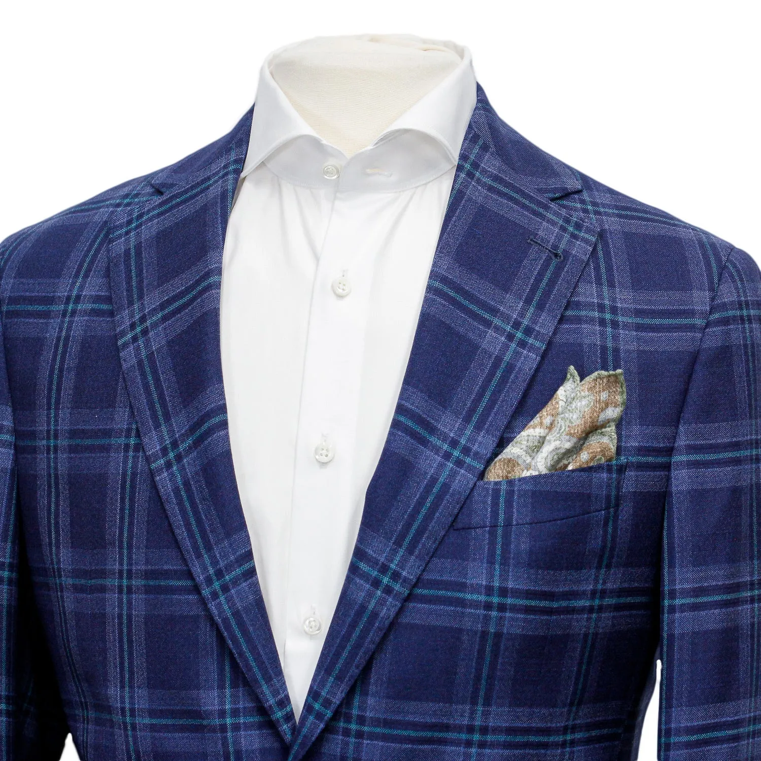 Blue Tonal Check Wynn Slim Fit Wool Sport Coat - Jack Victor