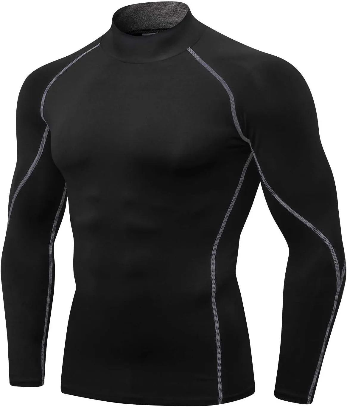 Compression Shirt Men 3 Pack Long Sleeve Base Layer Workout Mock Neck Shirts 4-Way Stretch Moisture-Wicking Tops