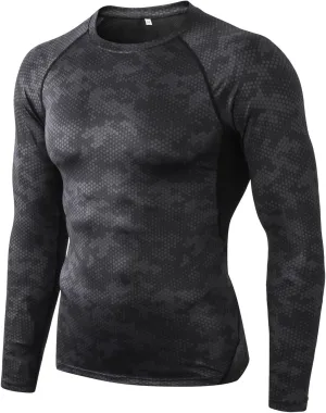Compression Shirt Men 3 Pack Long Sleeve Base Layer Workout Mock Neck Shirts 4-Way Stretch Moisture-Wicking Tops