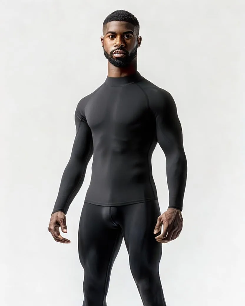 Compression Shirt Men 3 Pack Long Sleeve Base Layer Workout Mock Neck Shirts 4-Way Stretch Moisture-Wicking Tops