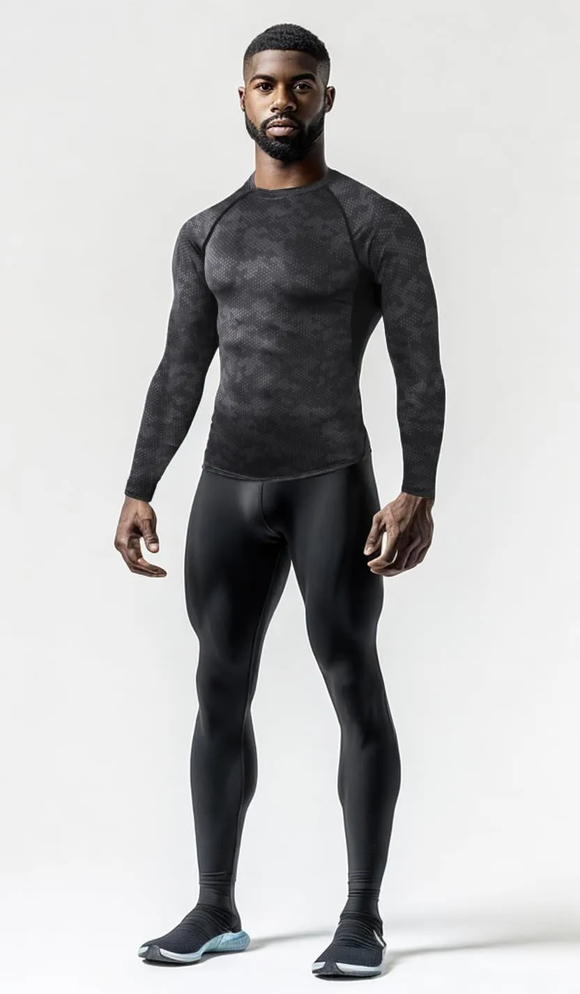 Compression Shirt Men 3 Pack Long Sleeve Base Layer Workout Mock Neck Shirts 4-Way Stretch Moisture-Wicking Tops