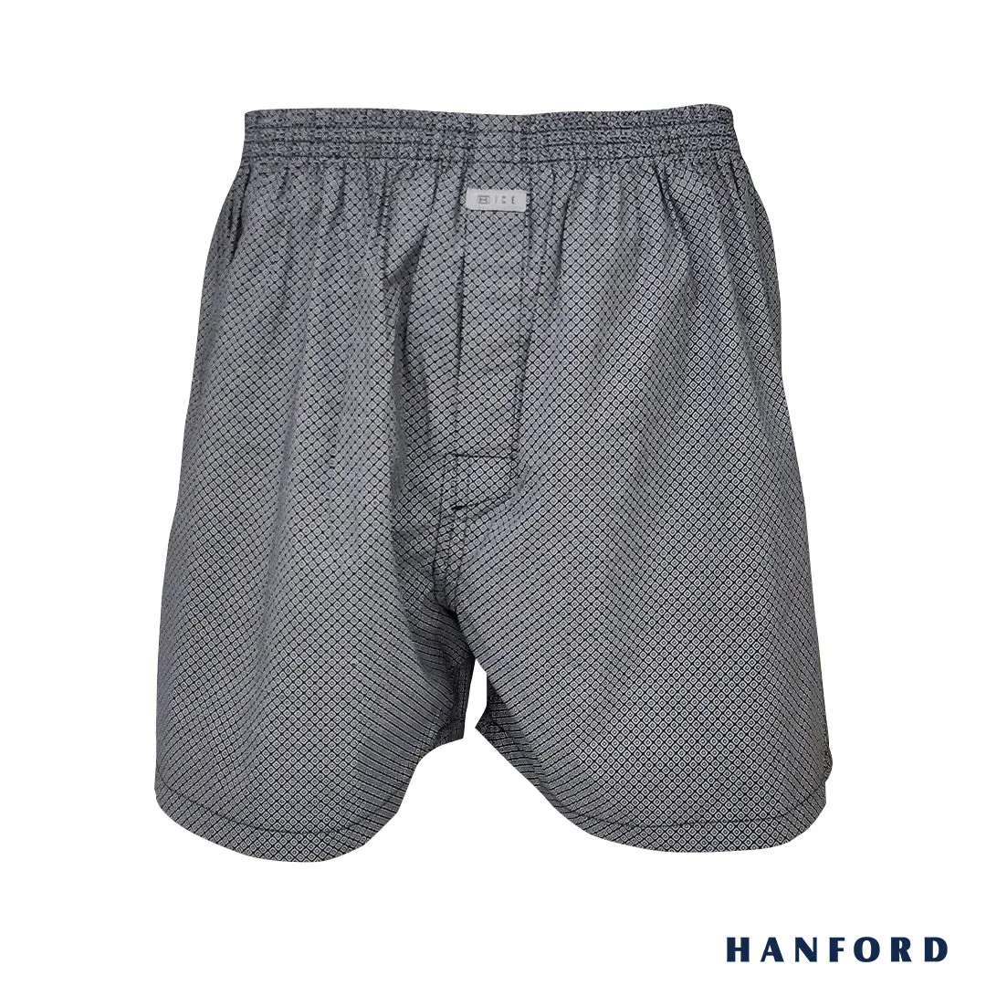 Hanford iCE Men 100% Premium Cotton Woven Boxer Shorts Ross - Printed (SinglePack)