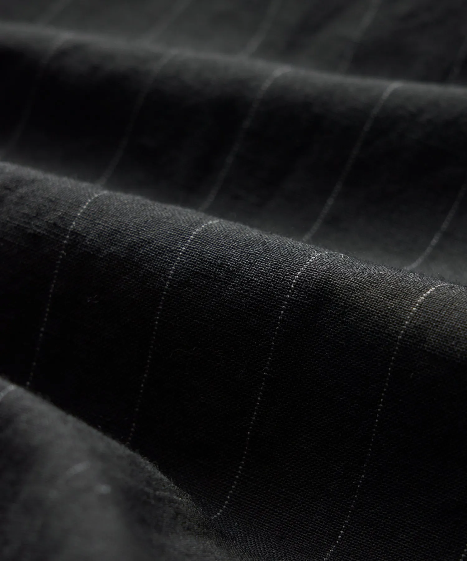 Italian Wool Linen Set in Black Pinstripe