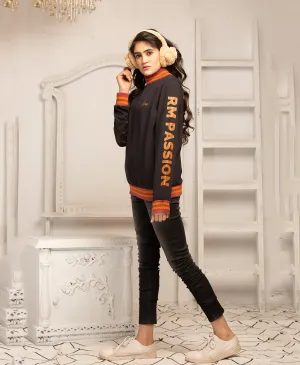 Ladies High collar Sweatshirt (Black)