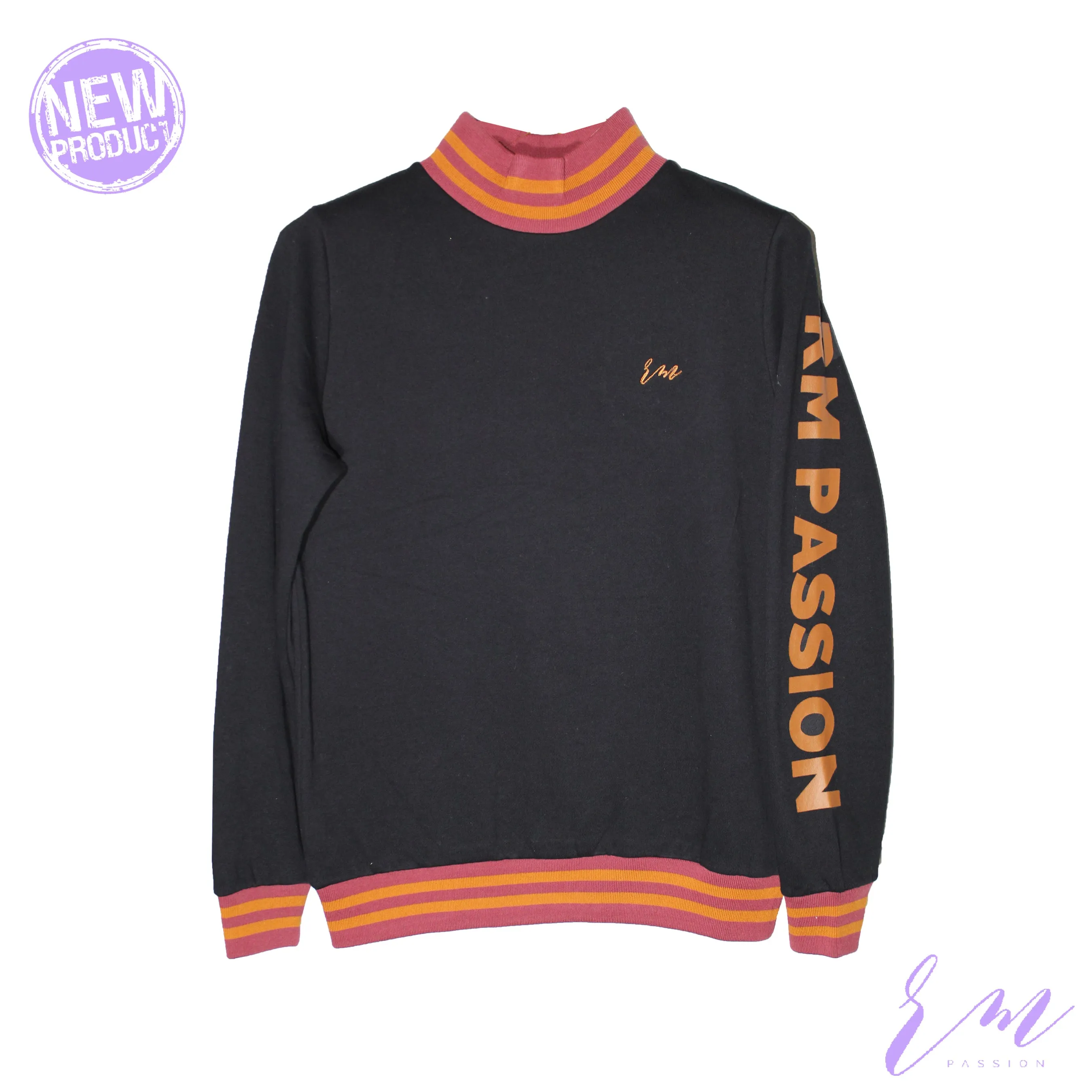 Ladies High collar Sweatshirt (Black)