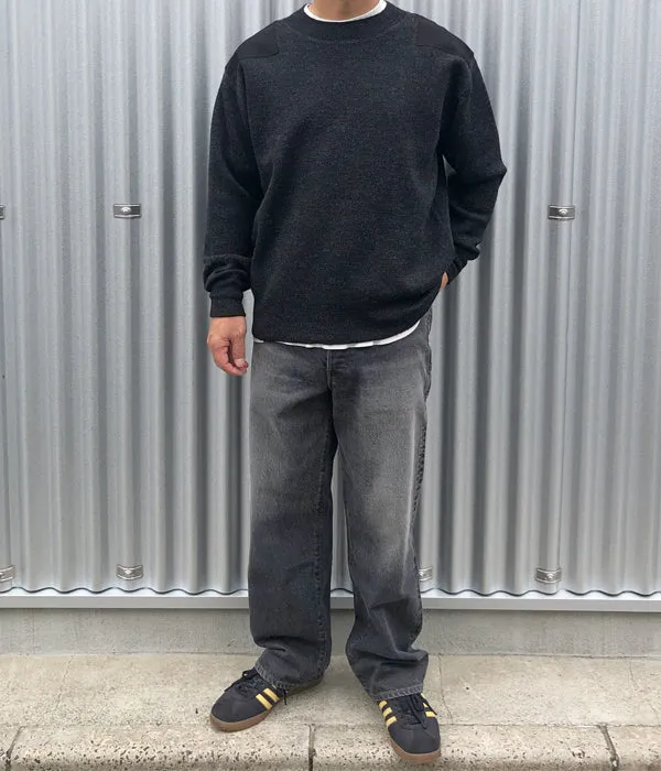 MHL./DRY MERINO WOOL CREW KNIT (DARK CHARCOAL)