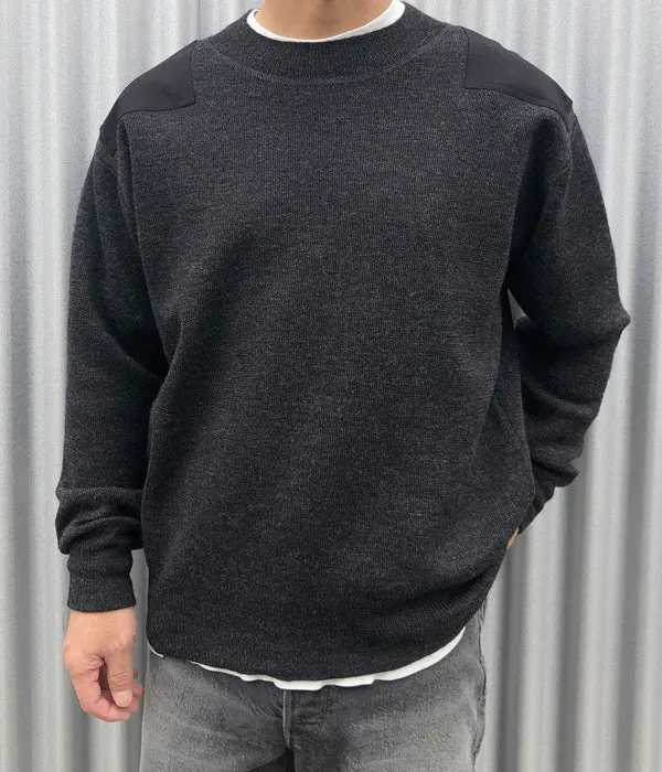 MHL./DRY MERINO WOOL CREW KNIT (DARK CHARCOAL)