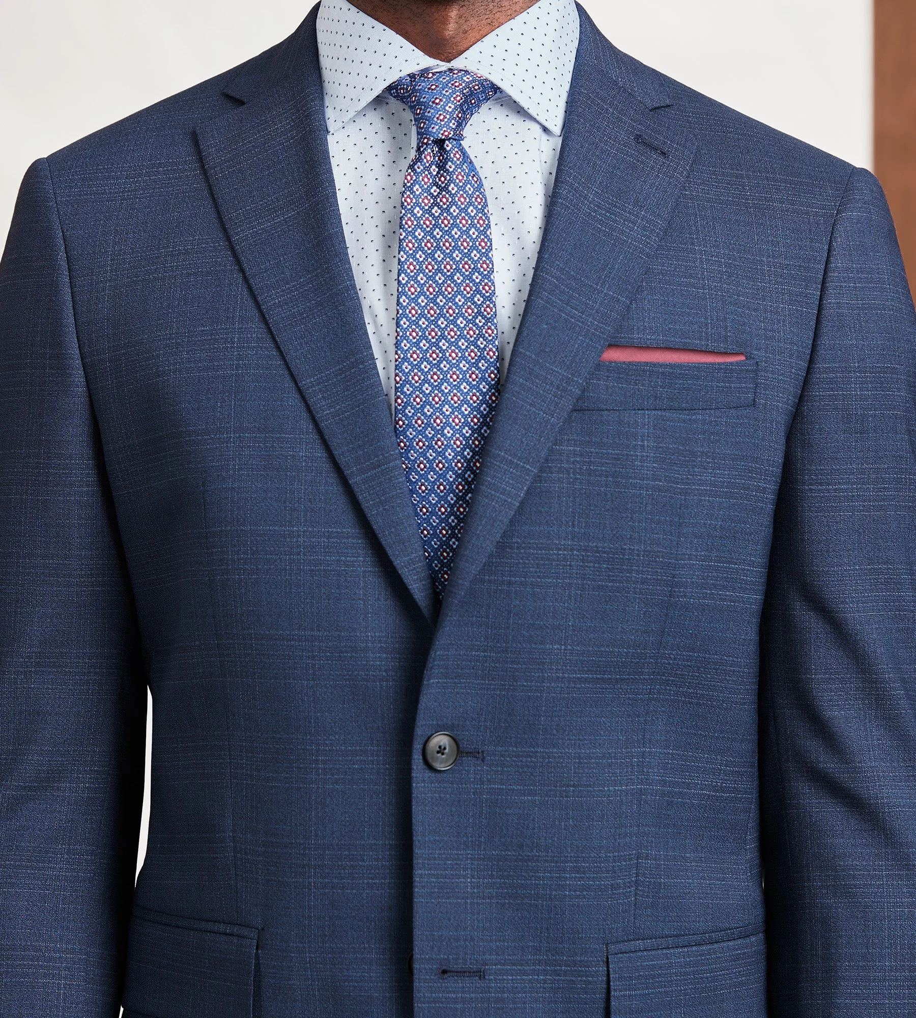 Modern Fit Blue Plaid Suit
