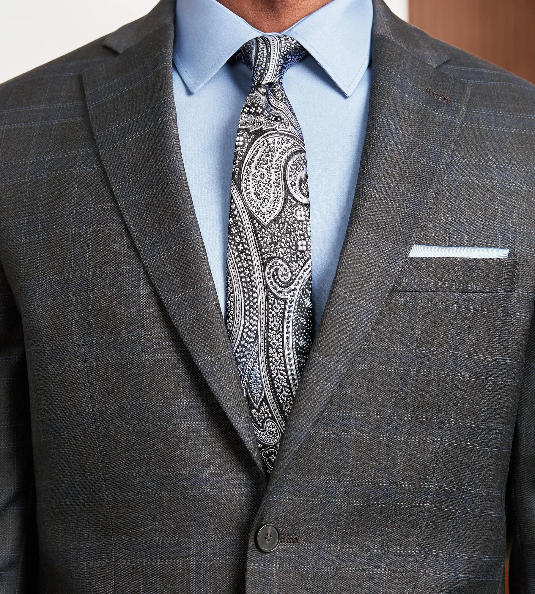 Modern Fit Brown Plaid Suit