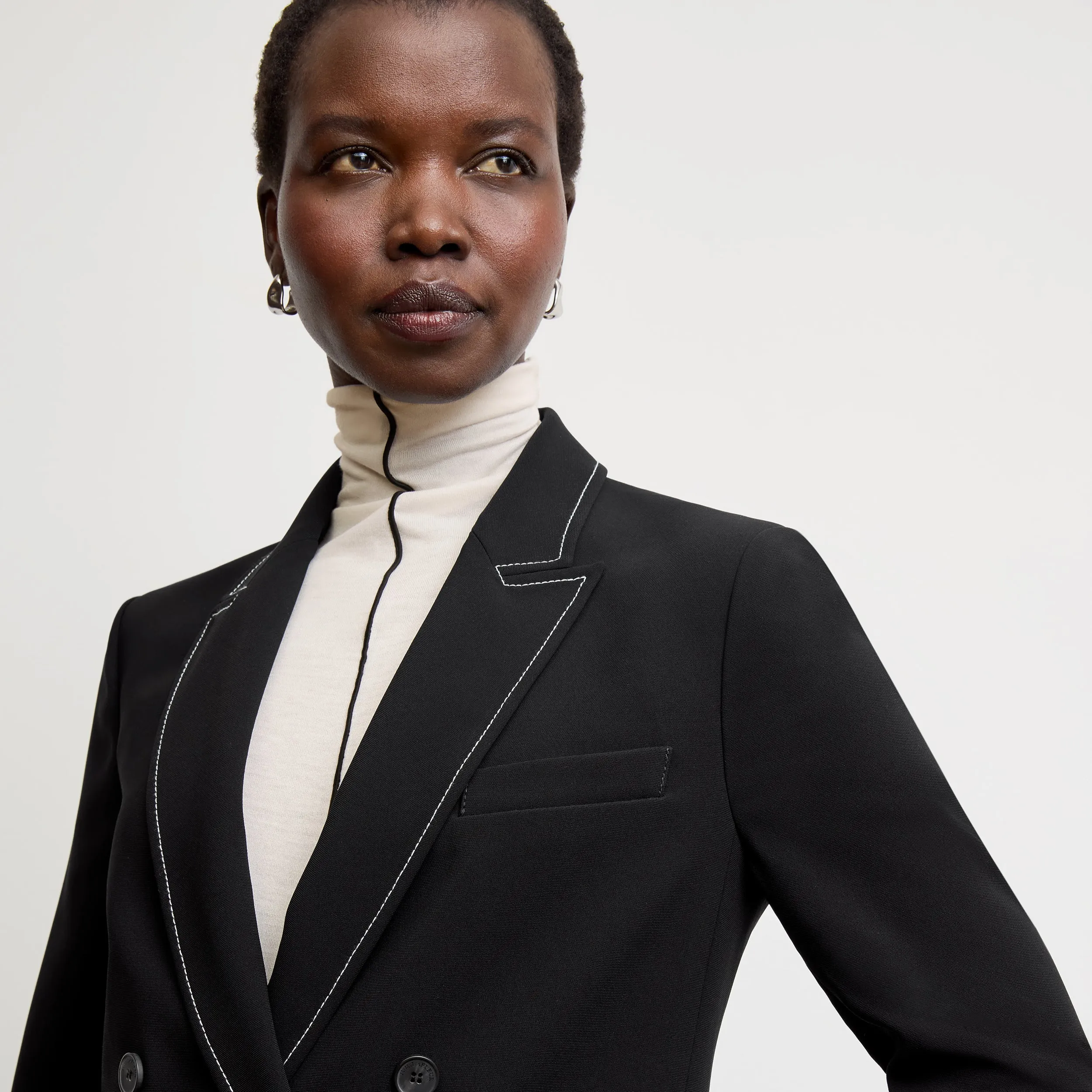Natasha Contrast Turtleneck - Cloud Jersey :: Ivory