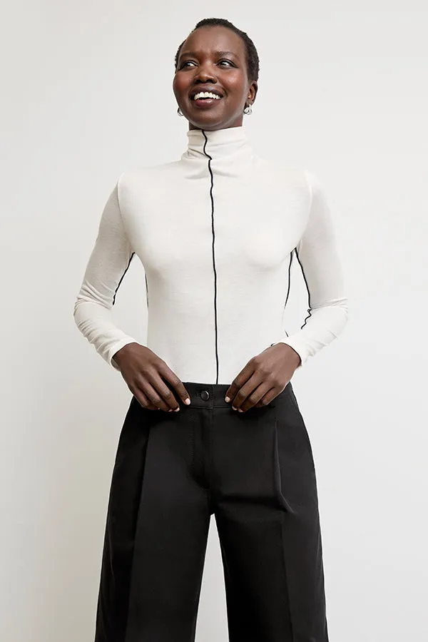 Natasha Contrast Turtleneck - Cloud Jersey :: Ivory