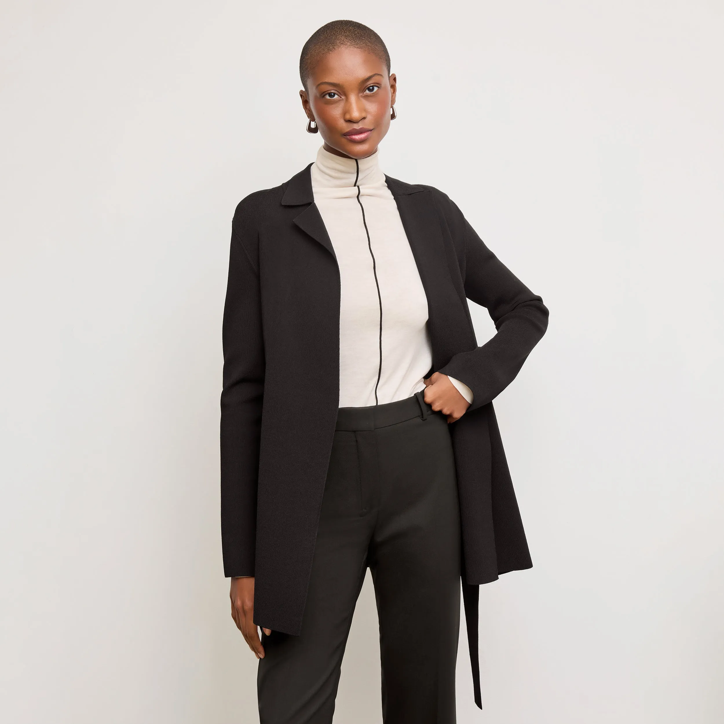 Natasha Contrast Turtleneck - Cloud Jersey :: Ivory