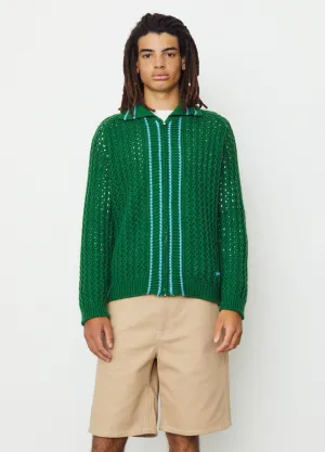 Open-Knit Zipped Wool Cardigan