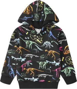 RETSUGO Baby Boys Dinosaurs Hoodie Boy Girls Truck Pullover with Pocket Toddler Boy Kids Rocket Sweatshirt 2-7Years