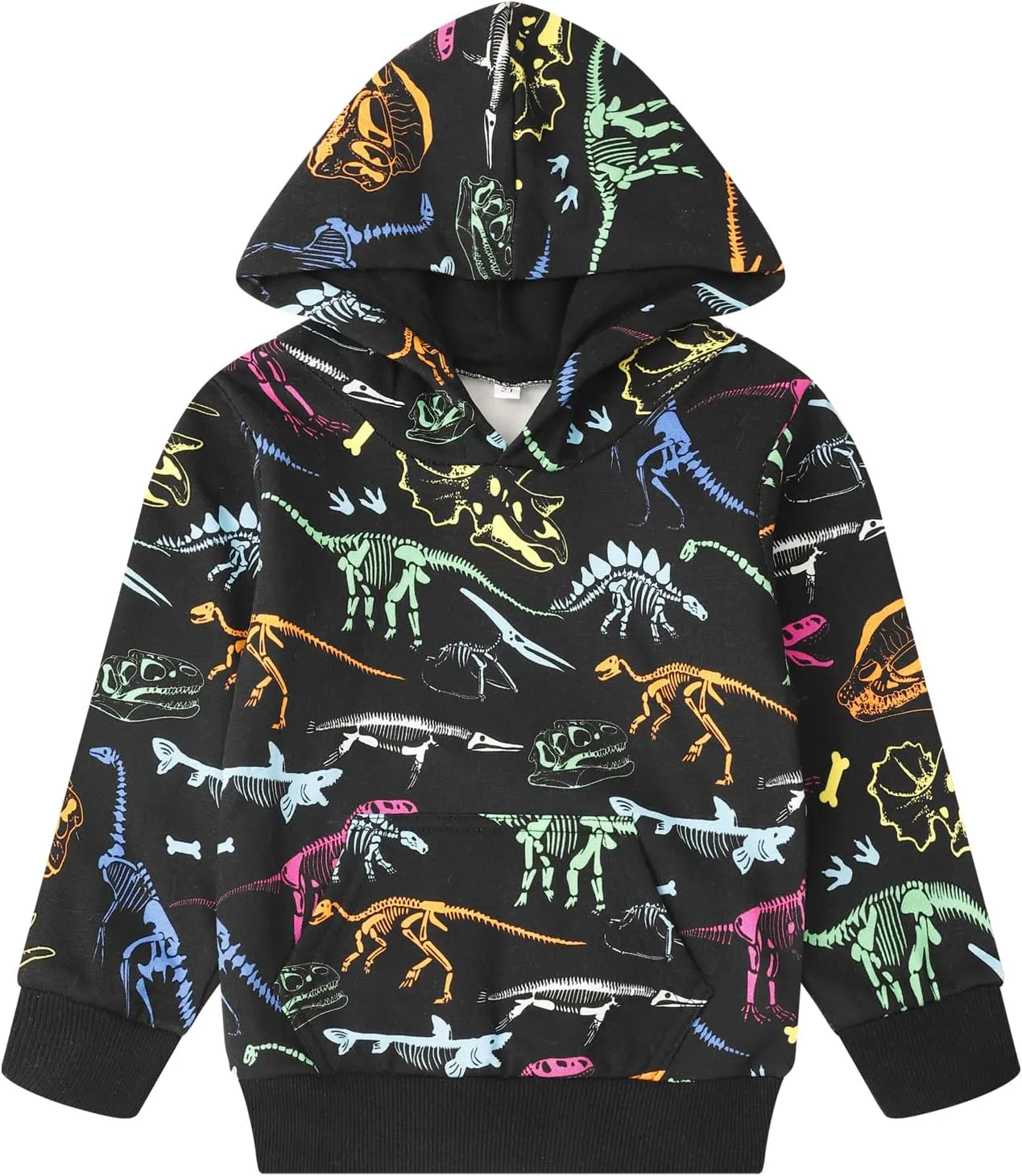 RETSUGO Baby Boys Dinosaurs Hoodie Boy Girls Truck Pullover with Pocket Toddler Boy Kids Rocket Sweatshirt 2-7Years