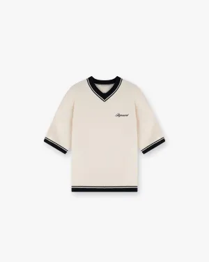 Script Embroidered Knit - Off White