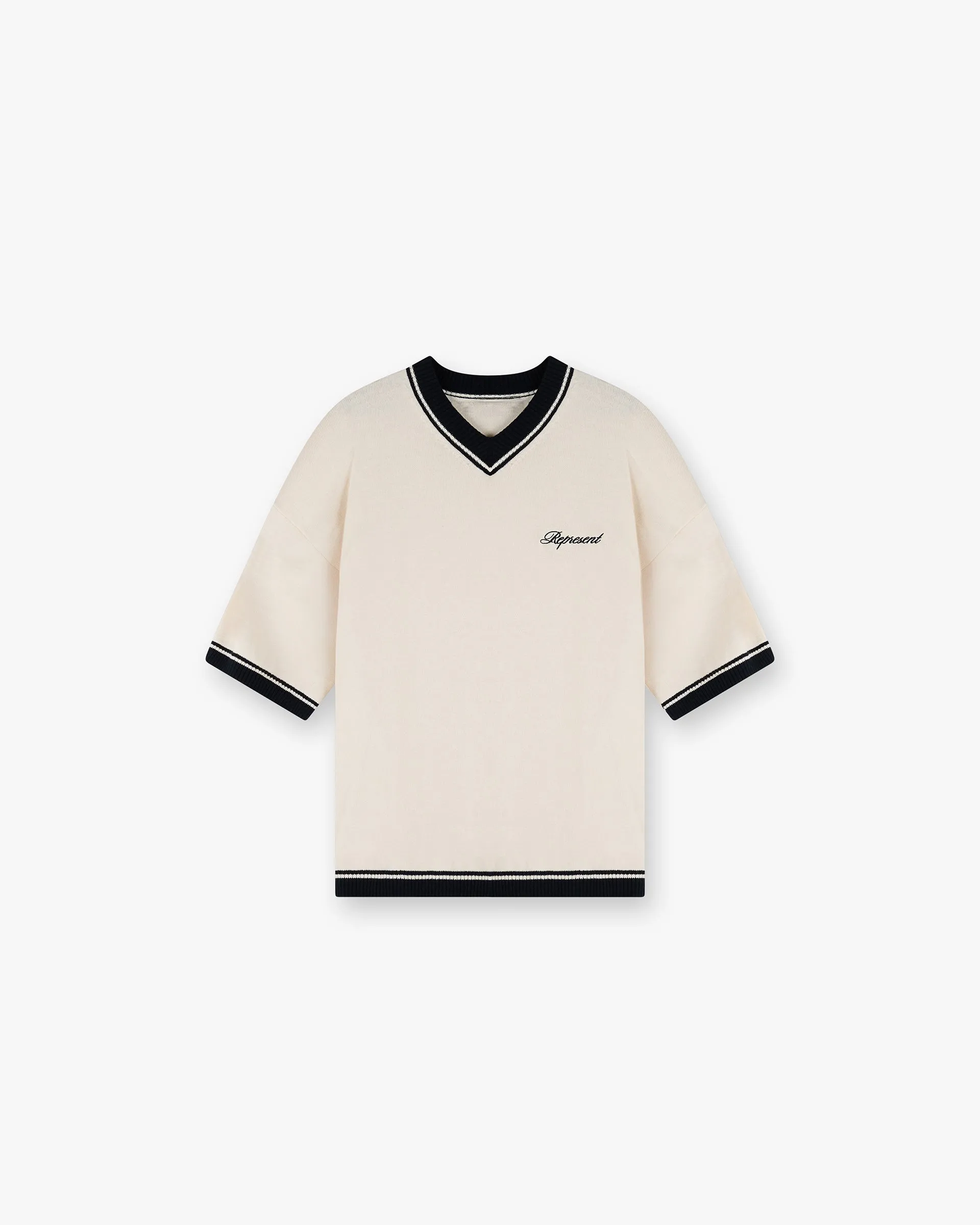 Script Embroidered Knit - Off White