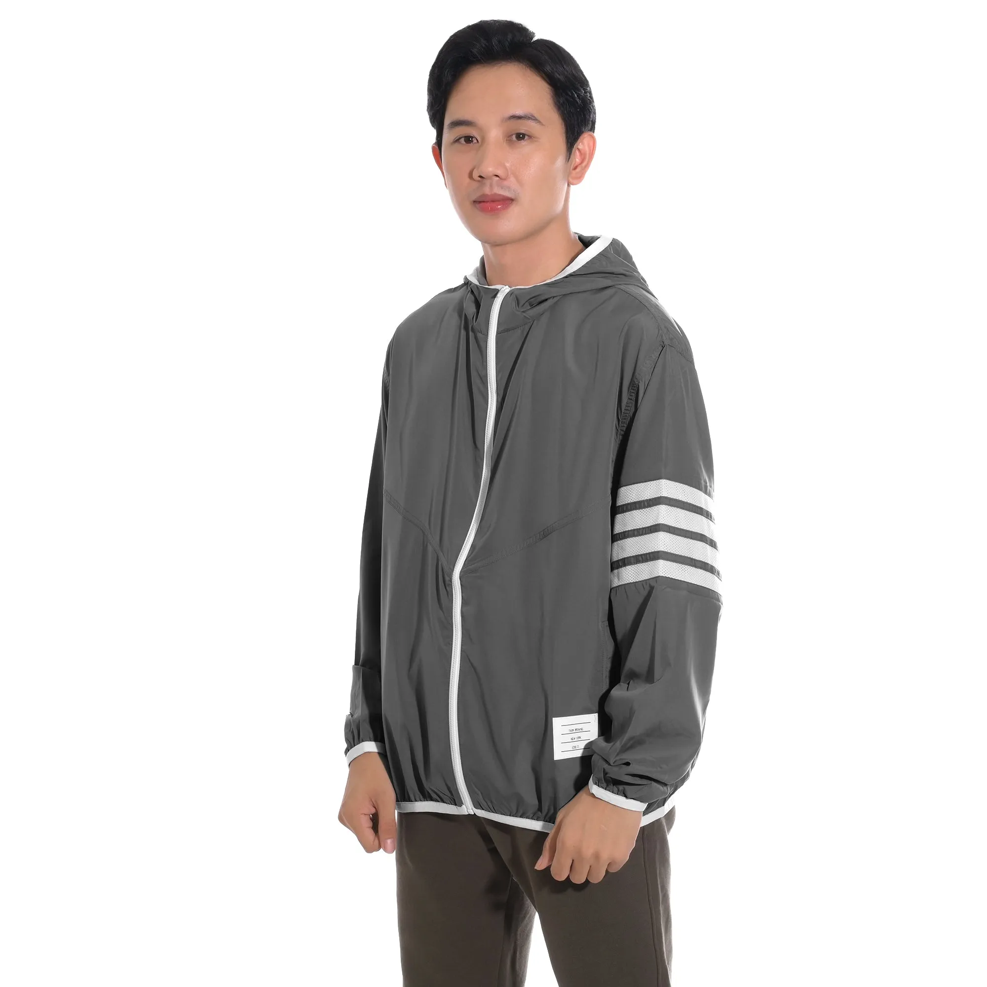 TBN White Zipper Hooded Windbreaker Jacket